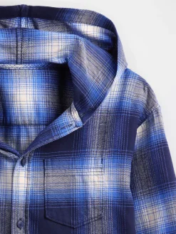 Kids Organic Cotton Hooded Flannel Shirt