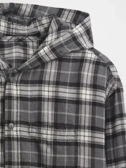 Kids Organic Cotton Hooded Flannel Shirt