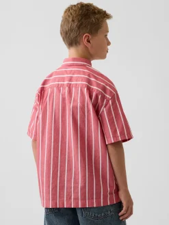 Kids Organic Cotton Poplin Relaxed Stripe Shirt