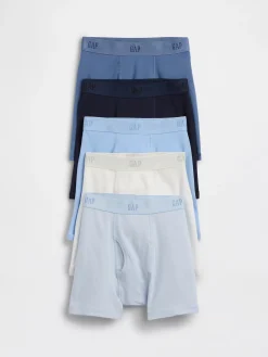 Kids Organic Stretch Cotton Logo Boxer Briefs (5-Pack)