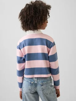 Kids Oversized Rugby Stripe Polo Shirt