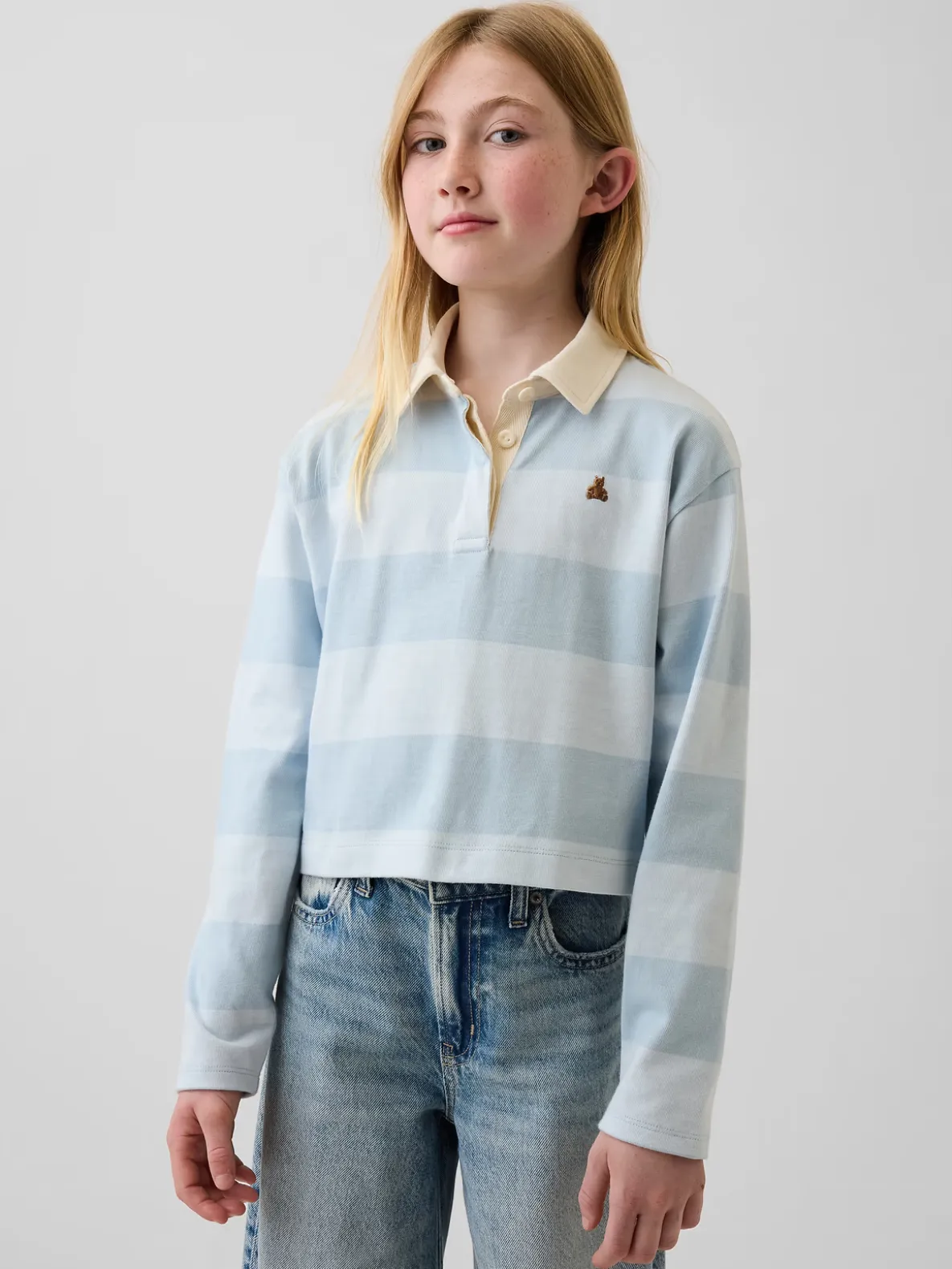 Kids Oversized Rugby Stripe Polo Shirt