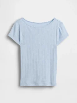Kids Pointelle Rib Fitted T-Shirt