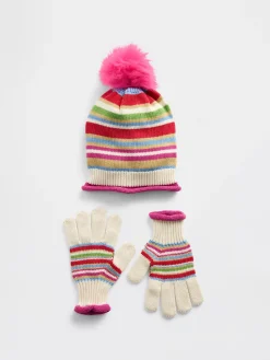 Kids Pom Hat & Gloves Set