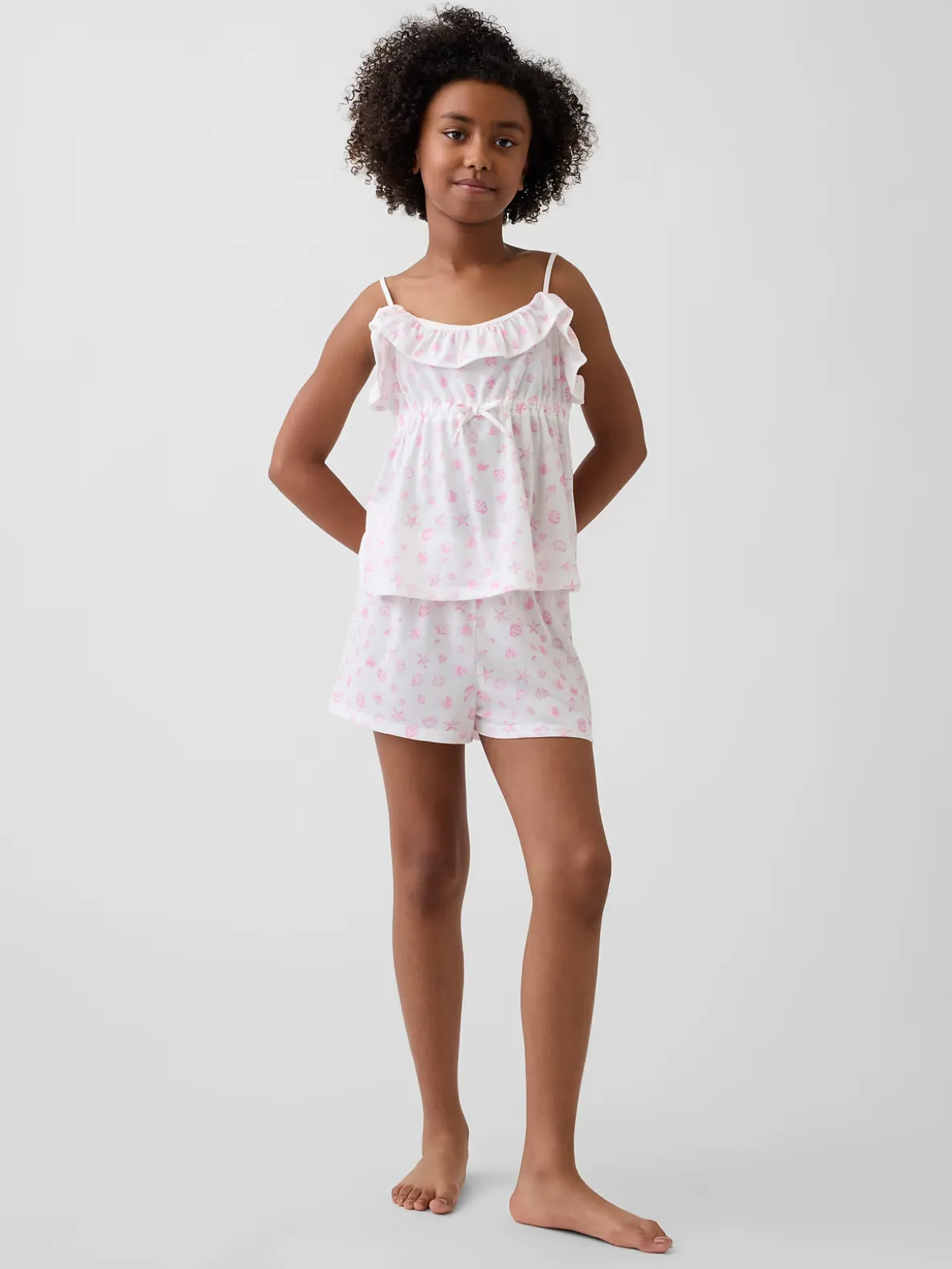 Kids Recycled PJ Ruffle Cami Short Set