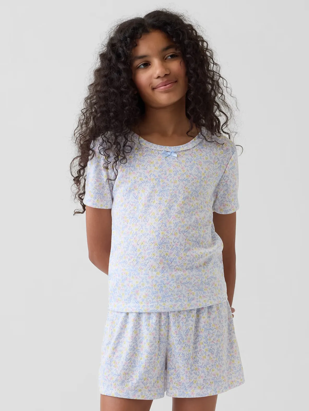 Kids Recycled Pointelle PJ Shorts