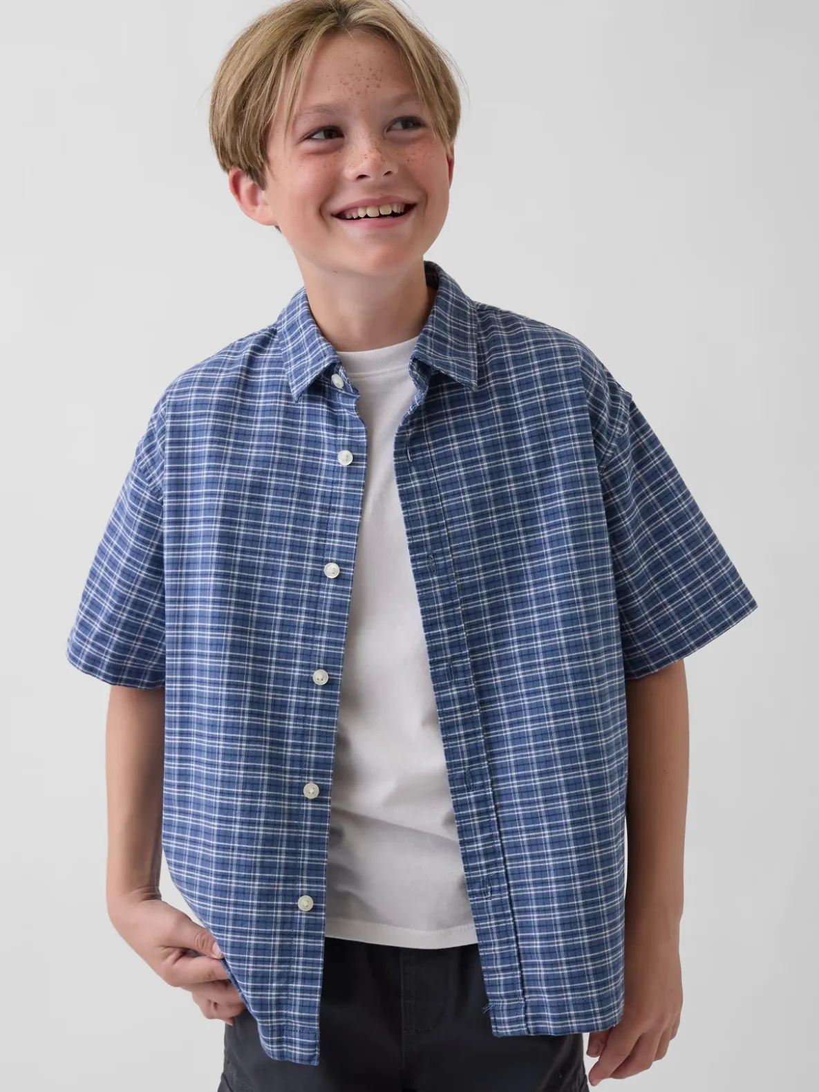 Kids Relaxed Plaid Oxford Shirt