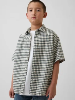 Kids Relaxed Plaid Oxford Shirt