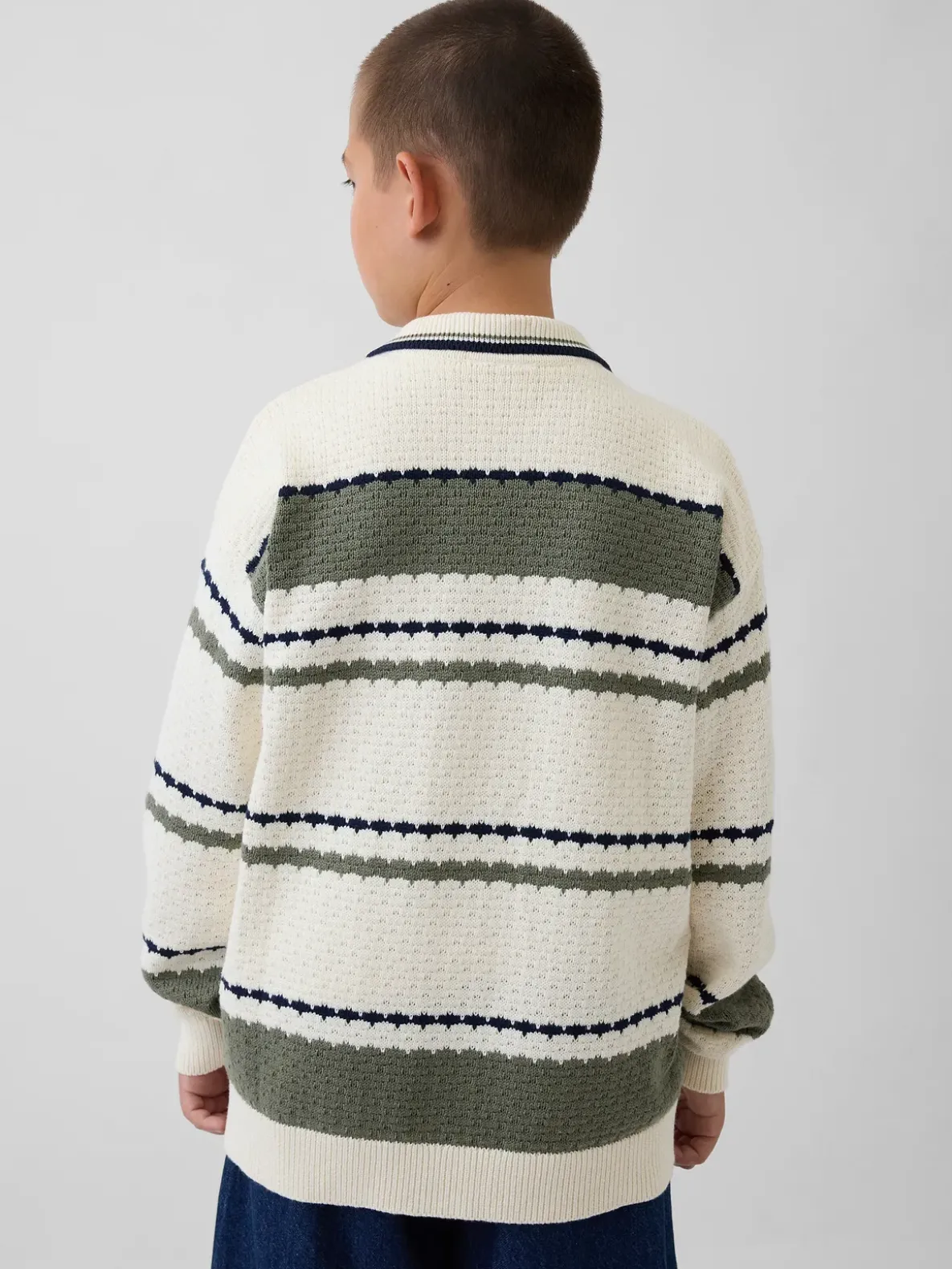 Kids Relaxed Polo Cardigan Sweater