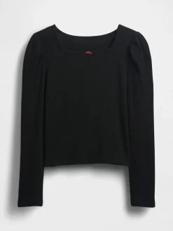 Kids Rib Puff-Sleeve Top