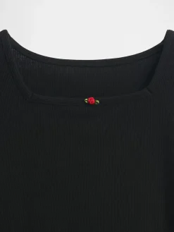 Kids Rib Puff-Sleeve Top