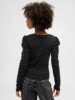 Kids Rib Puff-Sleeve Top