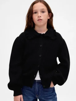 Kids Ruffle Collar Cardigan