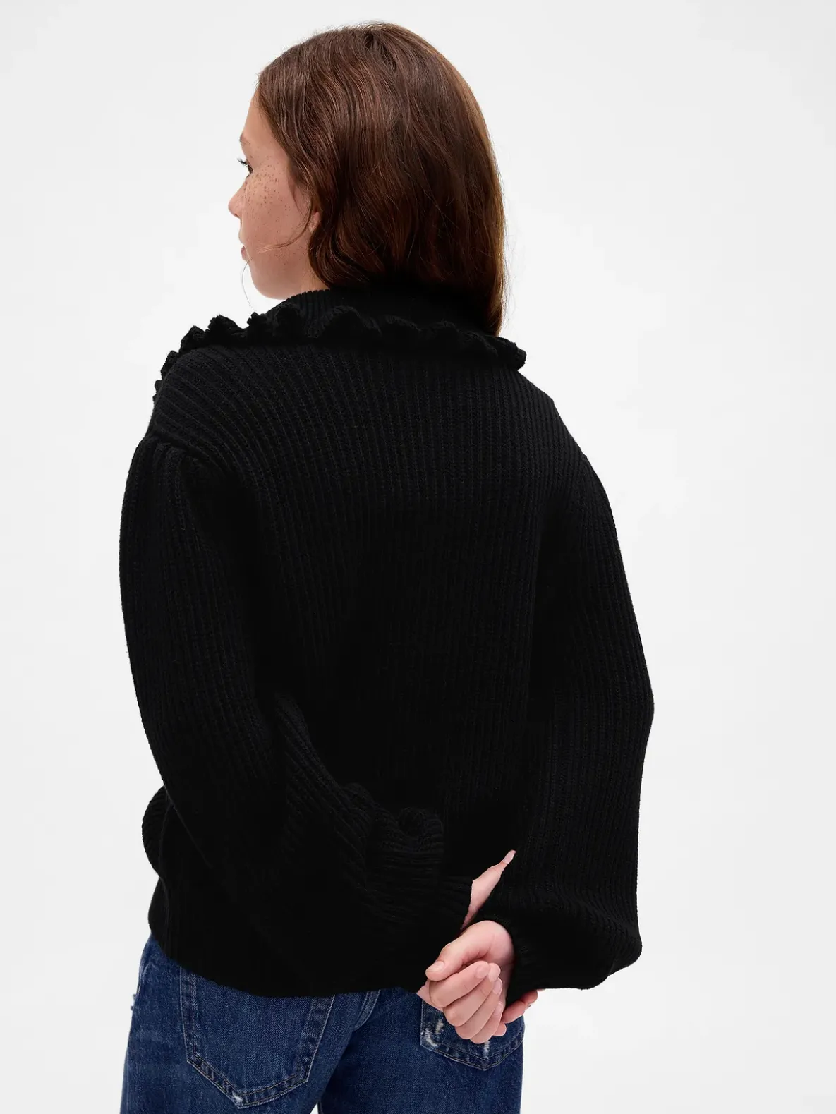 Kids Ruffle Collar Cardigan
