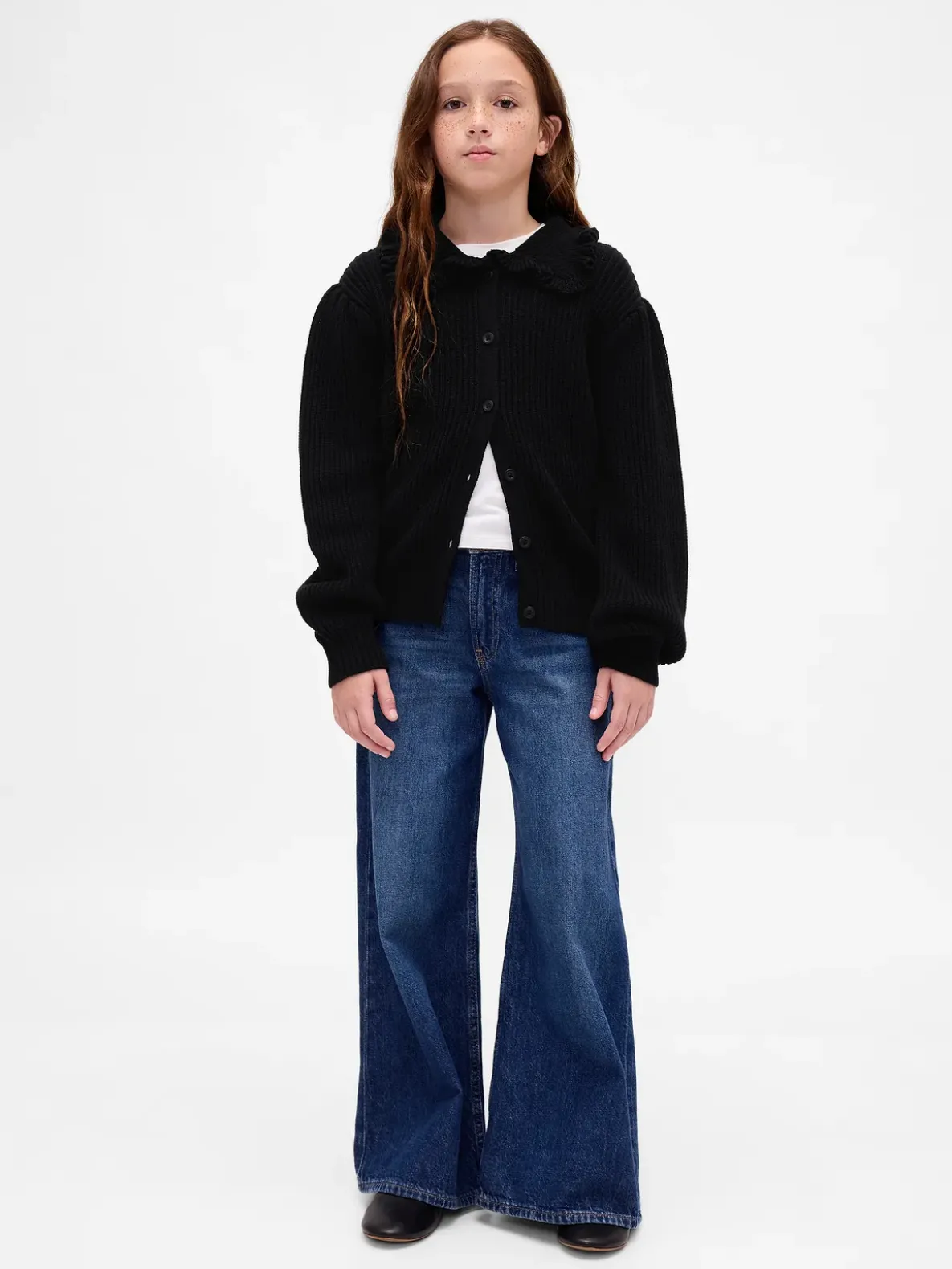 Kids Ruffle Collar Cardigan