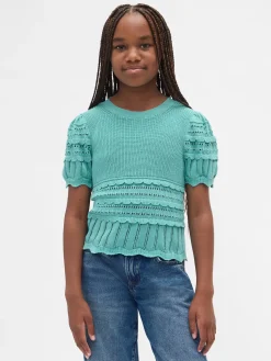 Kids Scalloped Mixed-Stitch Sweater