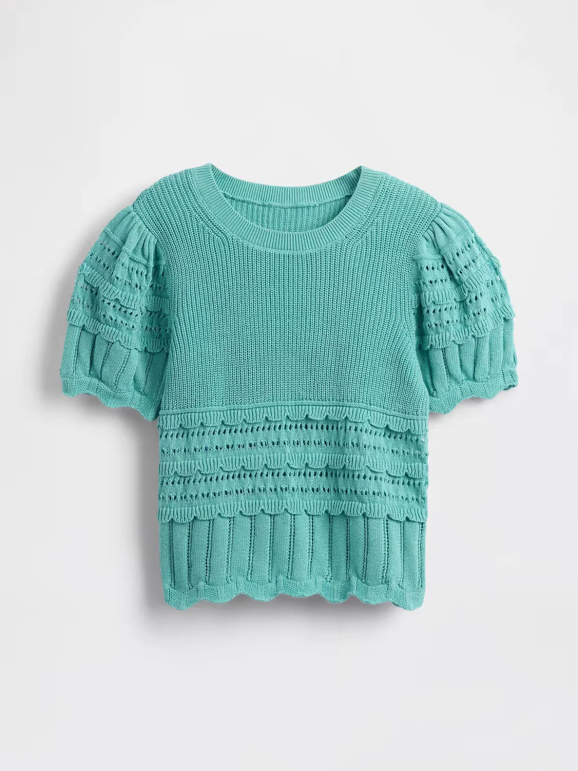 Kids Scalloped Mixed-Stitch Sweater