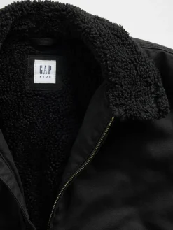 Kids Sherpa-Lined Canvas Bomber Jacket