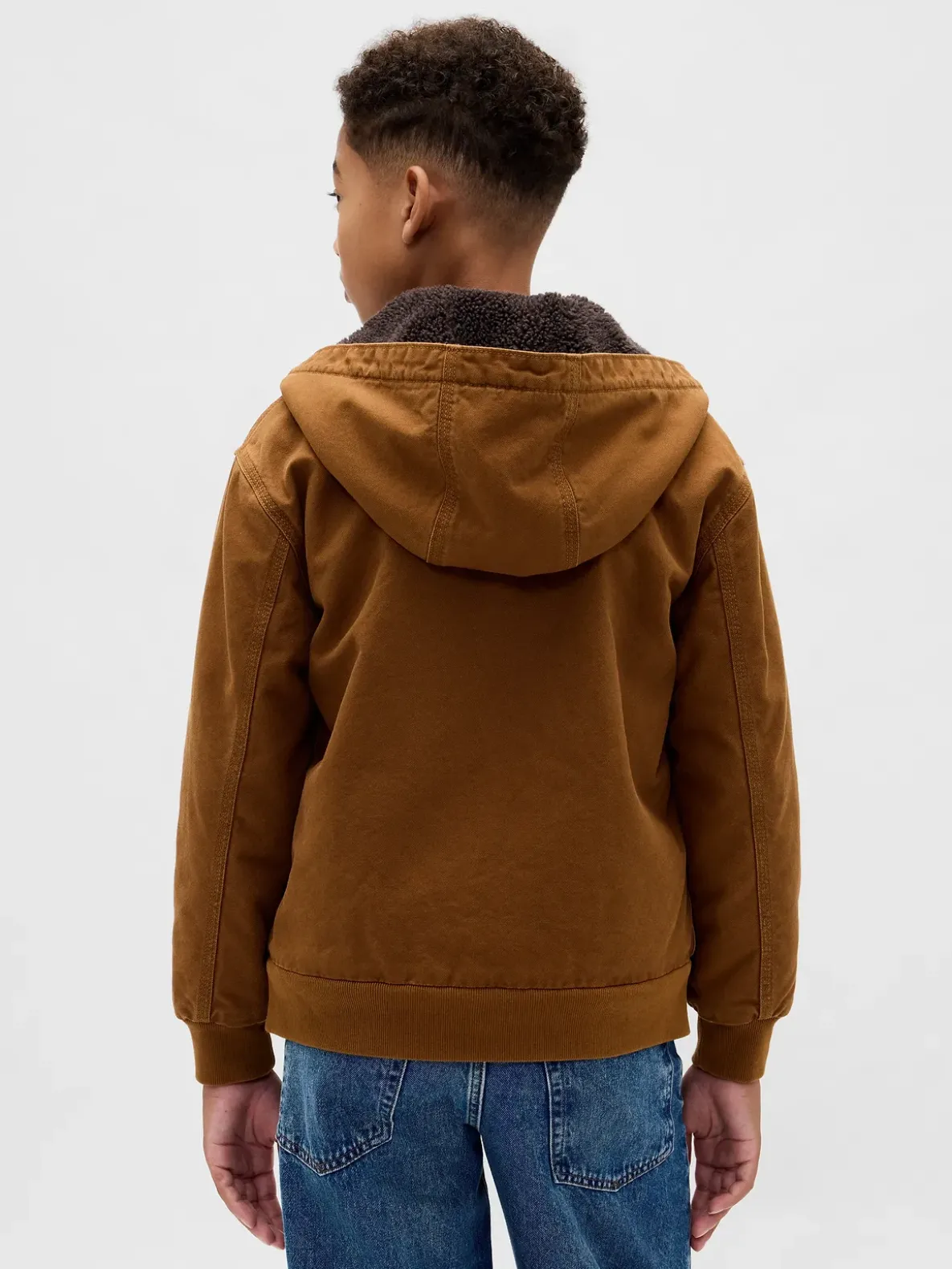 Kids Sherpa-Lined Canvas Denim Hoodie
