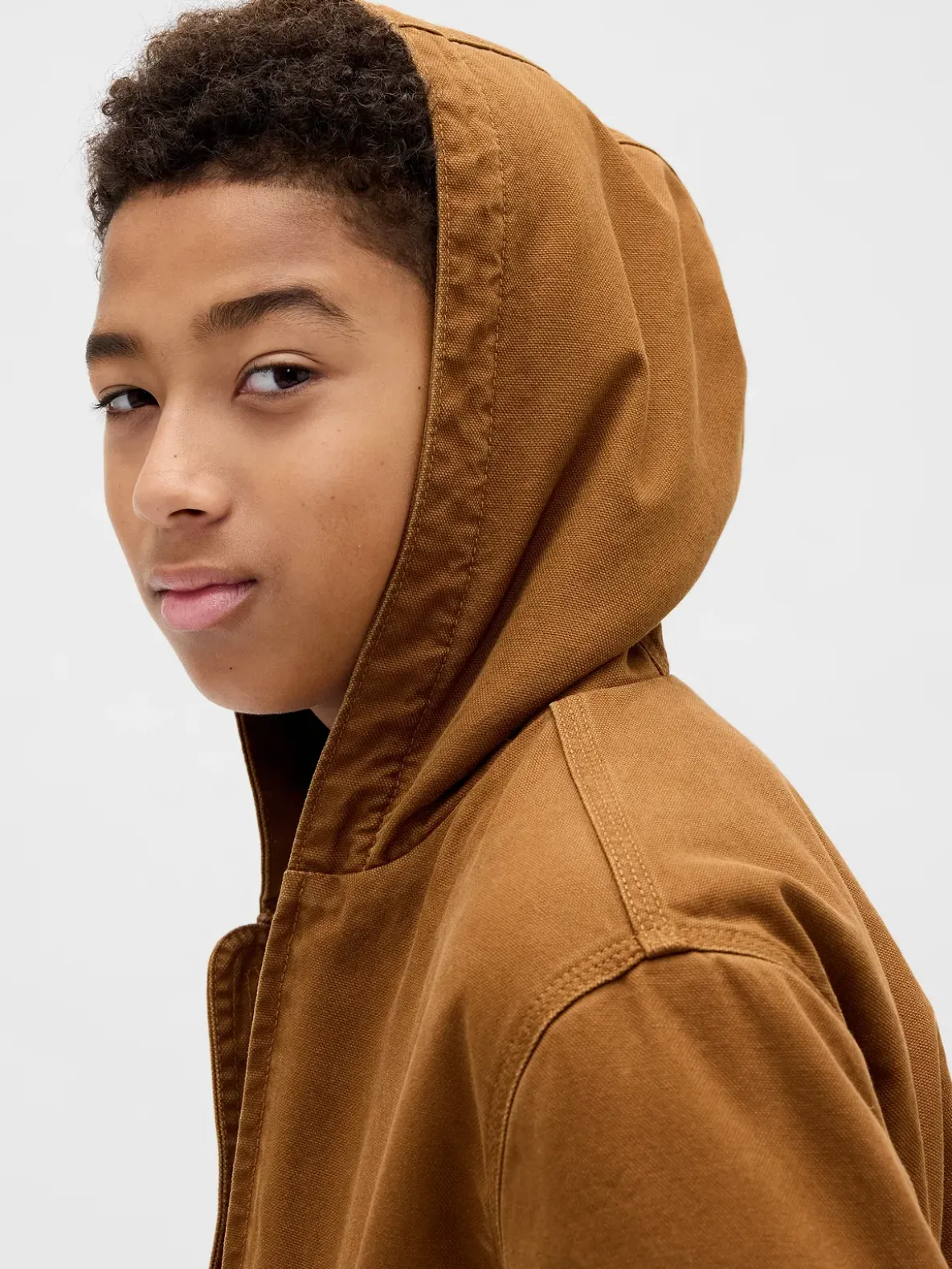 Kids Sherpa-Lined Canvas Denim Hoodie