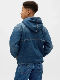 Kids Sherpa-Lined Denim Hoodie