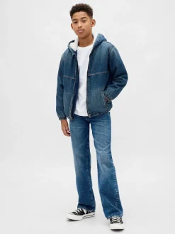 Kids Sherpa-Lined Denim Hoodie