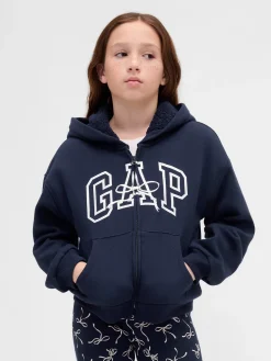 Kids Sherpa-Lined Graphic Logo Hoodie