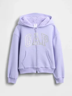 Kids Sherpa-Lined Graphic Logo Hoodie