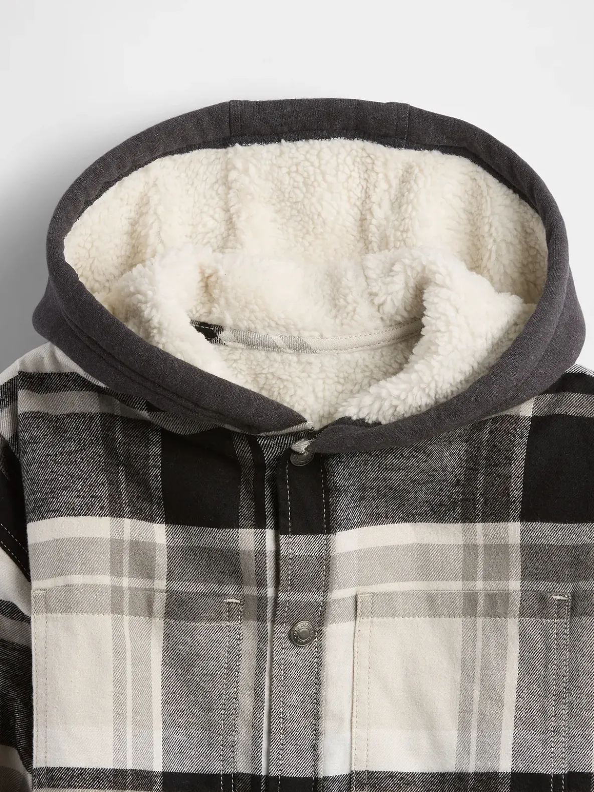Kids Sherpa-Lined Hooded Flannel Shirt Jacket