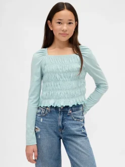 Kids Smocked Square-Neck Top