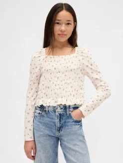 Kids Smocked Square-Neck Top