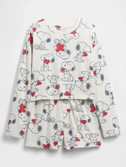 Kids Snoopy Recycled PJ Short Set