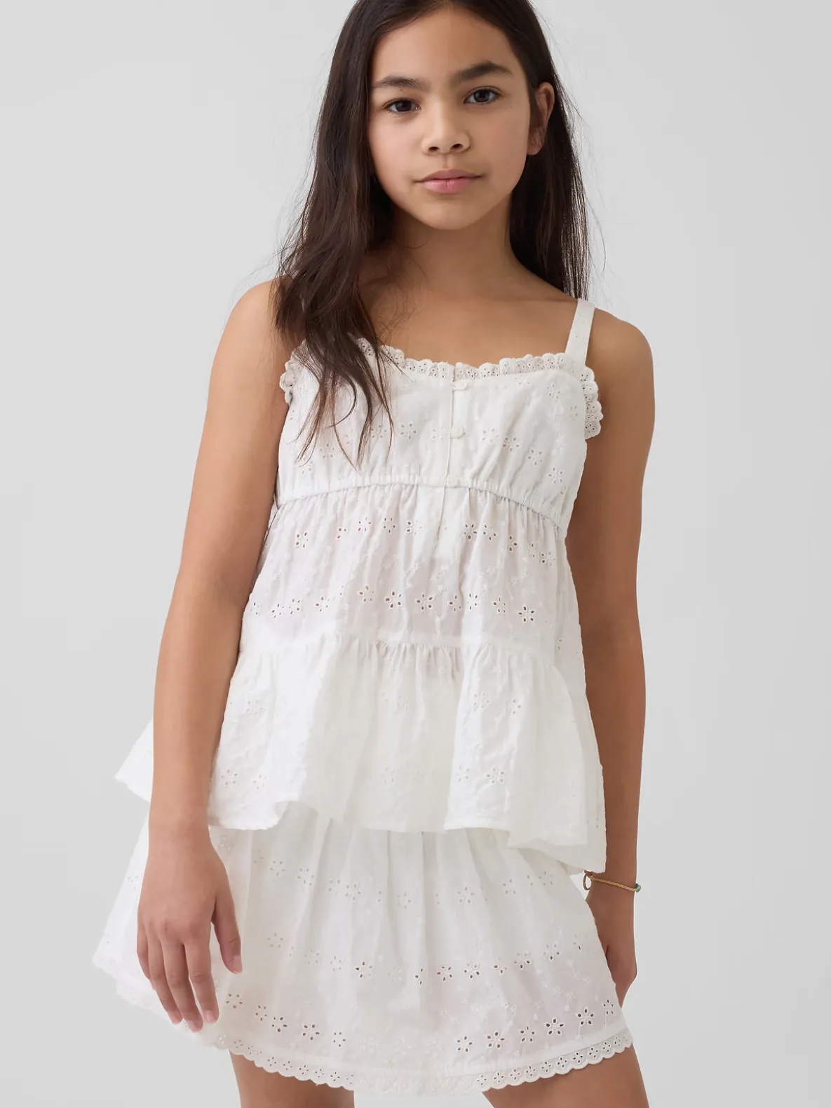 Kids Tiered Eyelet Tank Top