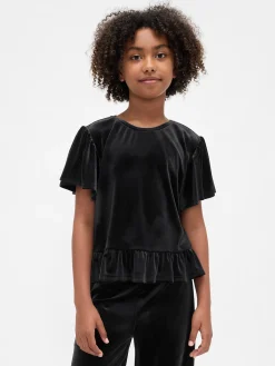 Kids Velour Peplum Top