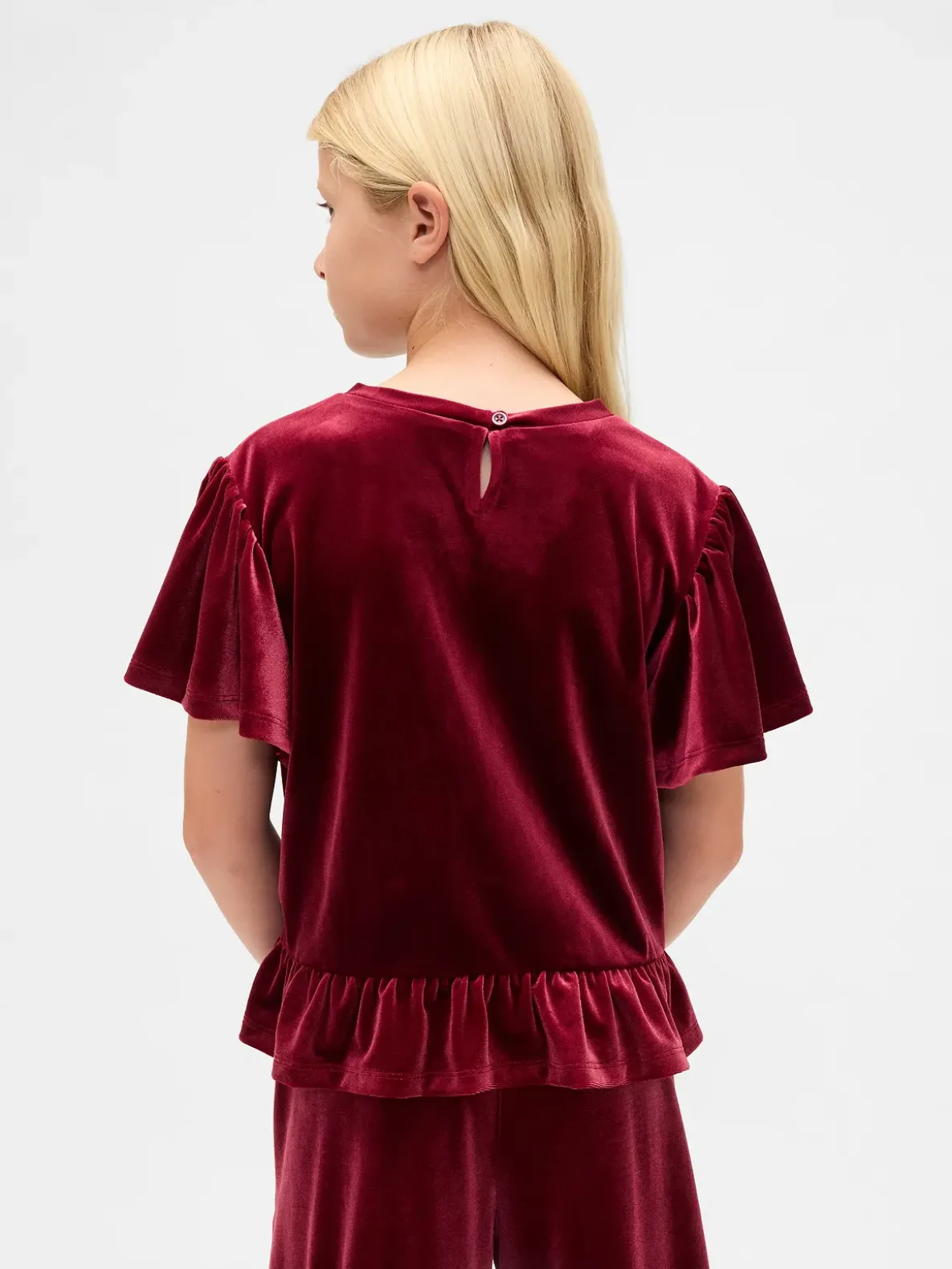 Kids Velour Peplum Top