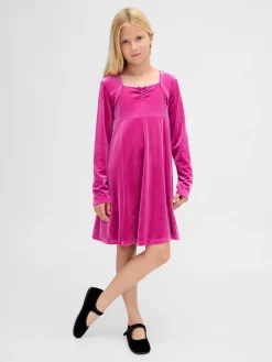 Kids Velvet Empire Waist Dress