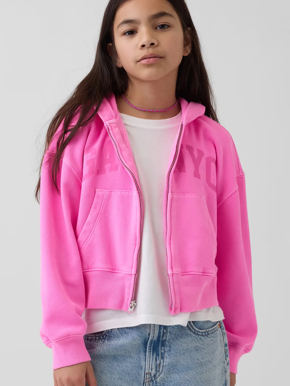 Kids VintageSoft Oversized Logo Zip Hoodie