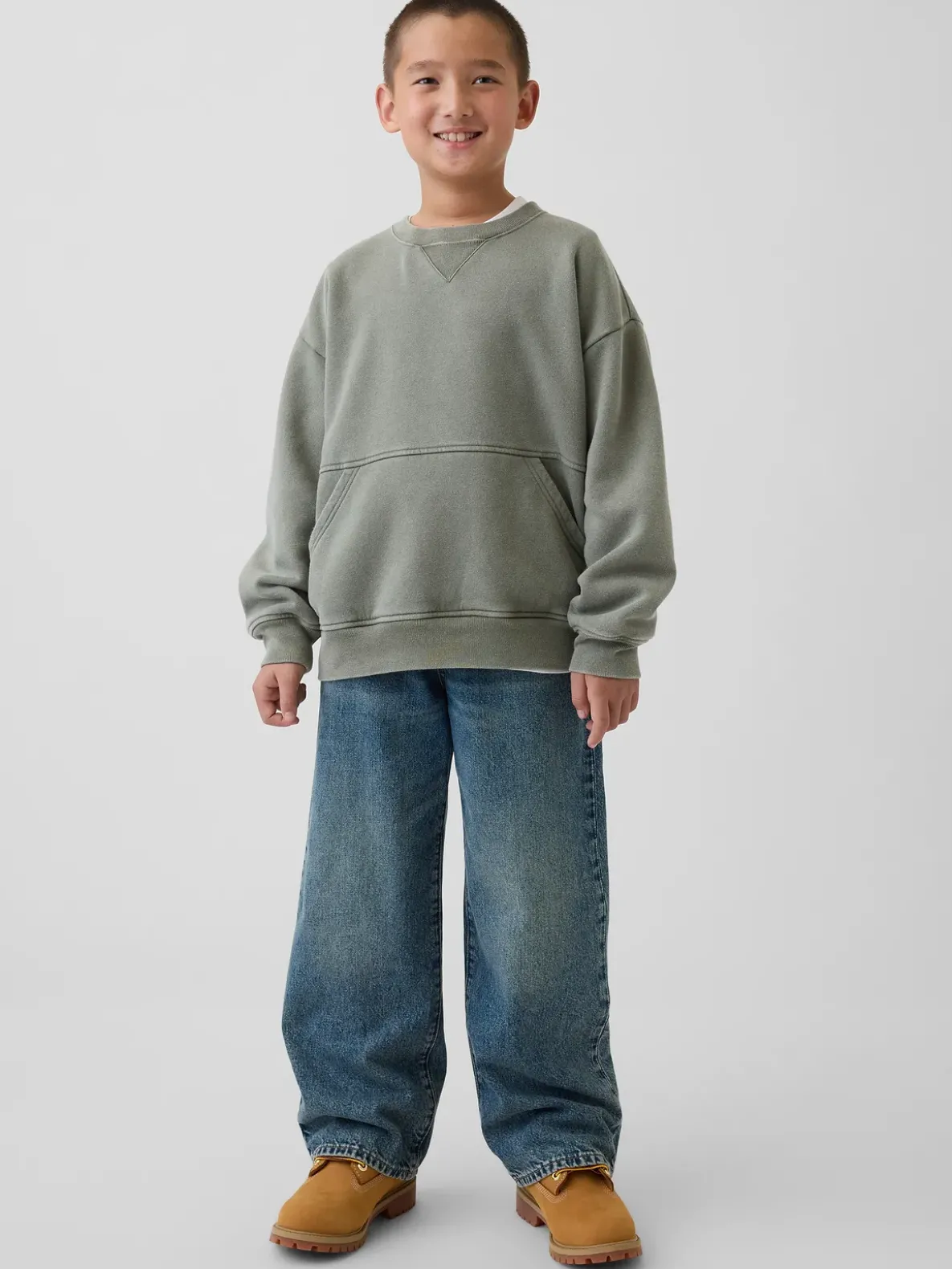Kids VintageSoft Relaxed Crewneck Pocket Sweatshirt