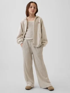 Kids Waffle Relaxed Easy Wide-Leg Pants