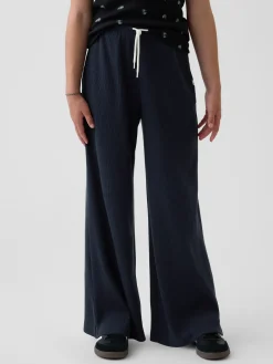 Kids Waffle Relaxed Easy Wide-Leg Pants