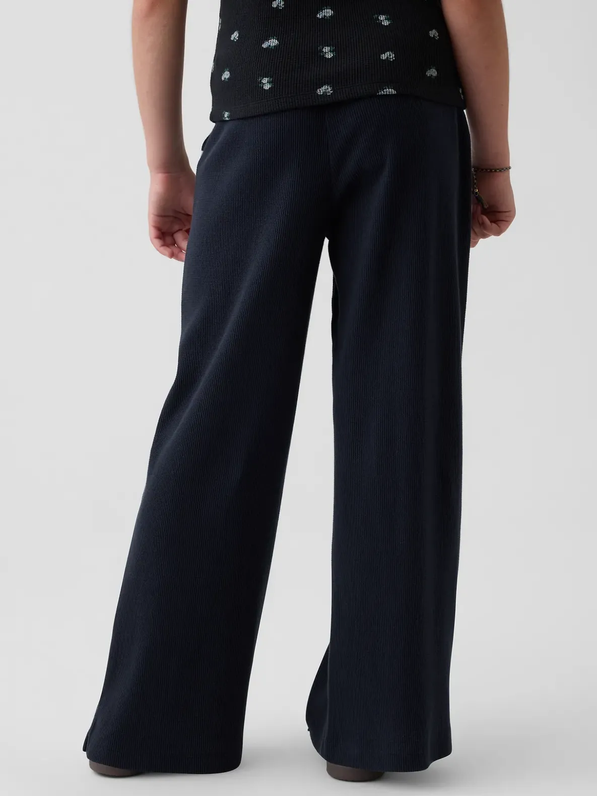 Kids Waffle Relaxed Easy Wide-Leg Pants