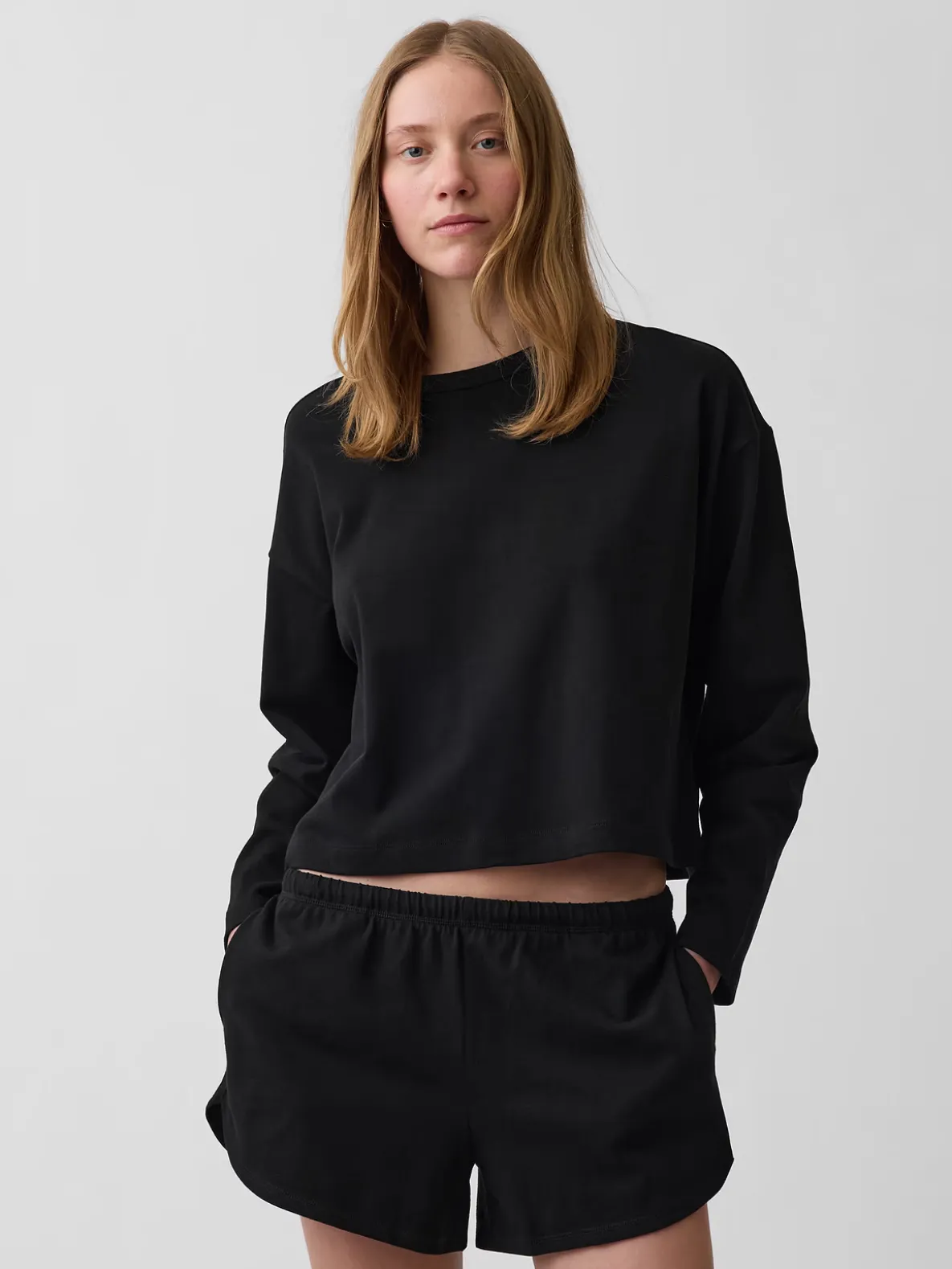 Knit Oversized Crop T-Shirt