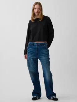 Knit Oversized Crop T-Shirt