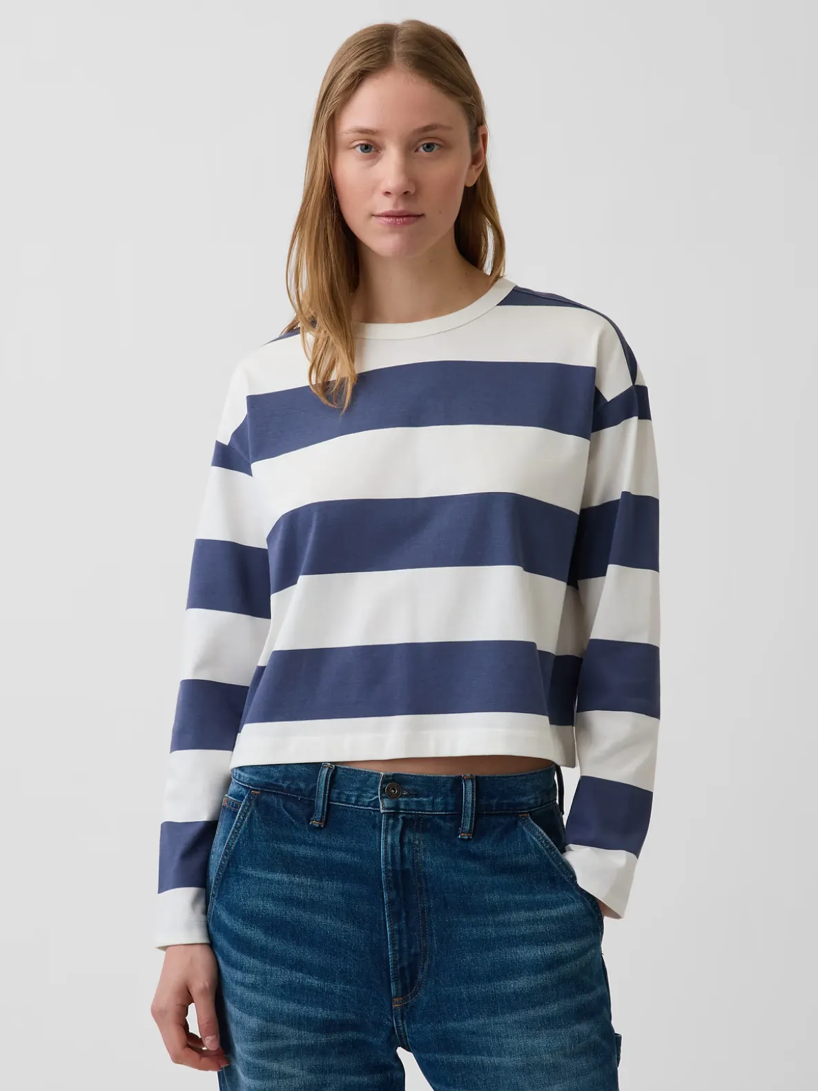 Knit Oversized Crop T-Shirt