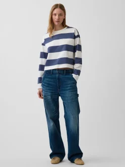 Knit Oversized Crop T-Shirt