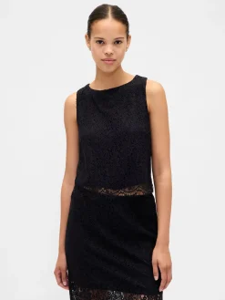 Lace Boatneck Crop Shell Top