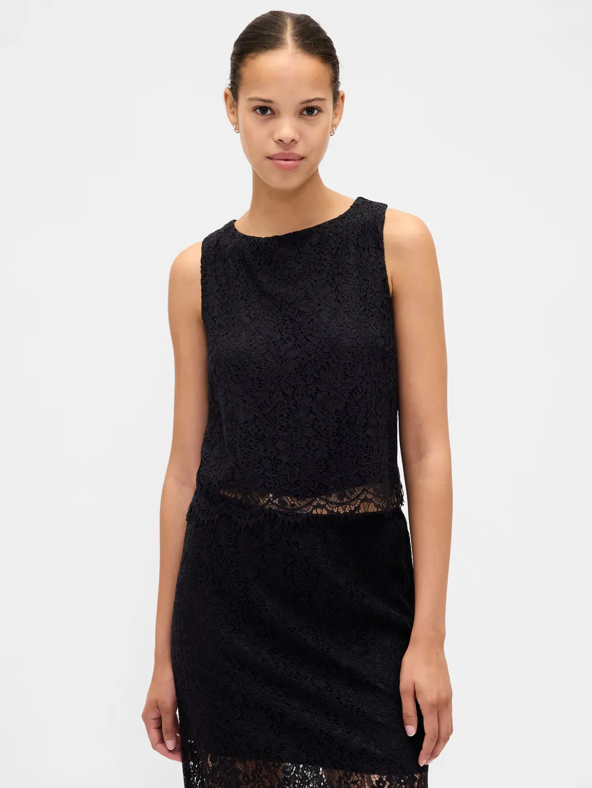 Lace Boatneck Crop Shell Top
