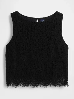 Lace Boatneck Crop Shell Top