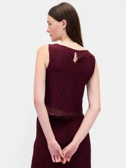 Lace Boatneck Crop Shell Top