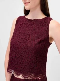 Lace Boatneck Crop Shell Top